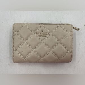 kate spade Quilted Leather Zip Wallet — Taupe